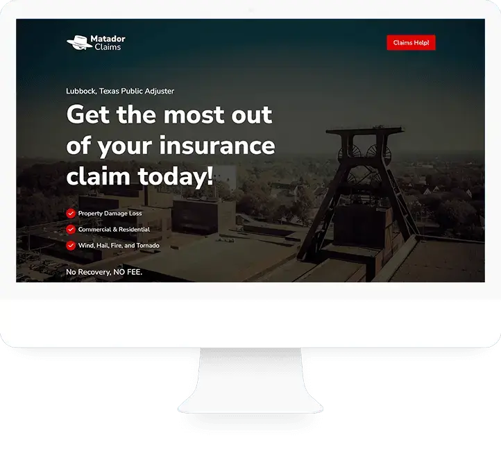 Matador Claims website design by Aaron Myers Design